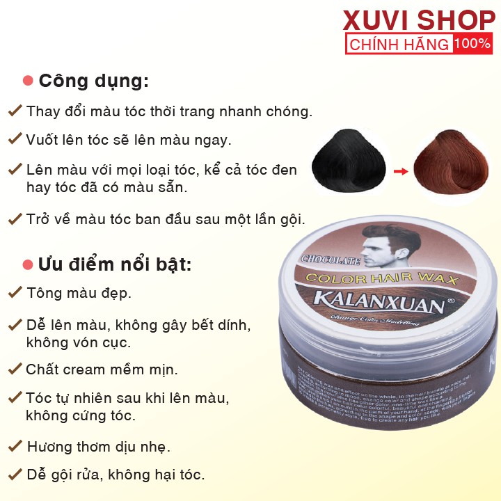 Thuốc Nhuộm Tóc Tạm Thời Nâu KALANXUAN 100ml Chính Hãng + Tặng Bao Tay - XUVI SHOP