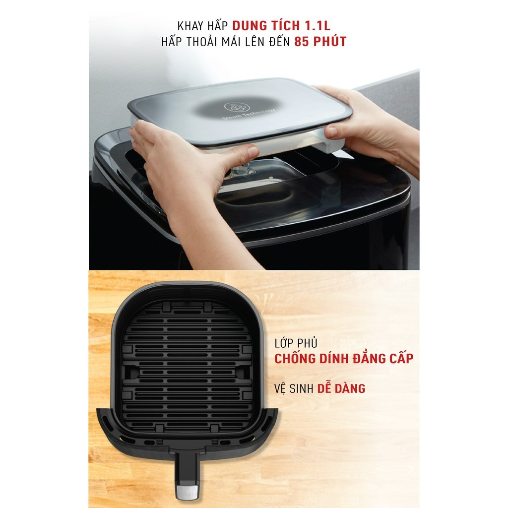 Nồi chiên không dầu có nướng và hấp 3 trong 1 Tefal Easy Fry & Steam FW201815 dung tích 6.5L - Hàng chính hãng