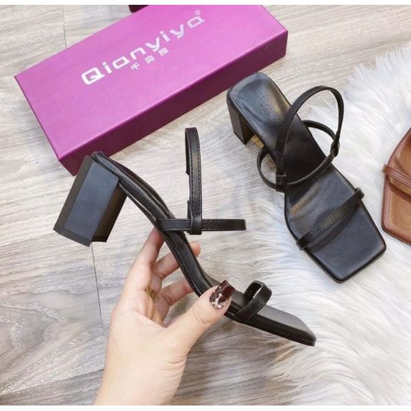 Sandal quai mảnh đế trụ cao 7p