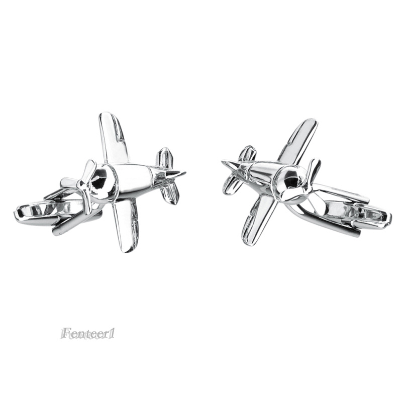 [Fenteer1] Khuy Măng Sét Tuxedo Bạc Đồng Hình Máy Bay Cho Nam