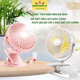 Quạt mini tích điện để bàn-Quạt kẹp xoay 360 độ