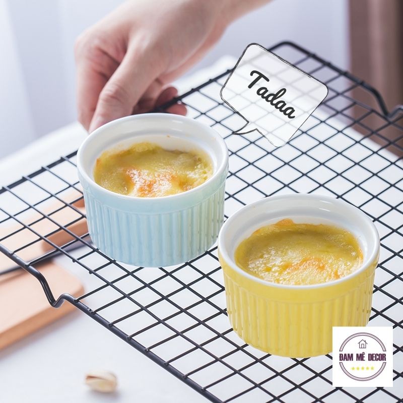 Khuôn bánh flan khuôn ramekin chén cốc hấp bằng sứ cao cấp an toàn làm pudding caramen nhiều màu 9cm