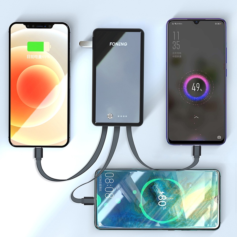 Pin Sạc dự phòng Q21 - 10,000mAh 18W kèm 3 dây sạc Siêu Bền, cáp sạc cổng USB , bảo hành 1 năm