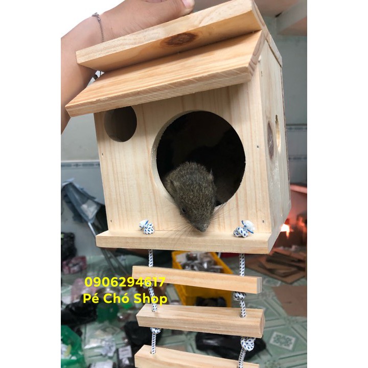 Nhà Ngủ GỖ treo CAO CẤP cho Sóc Đất ,Sóc Bông,bay...