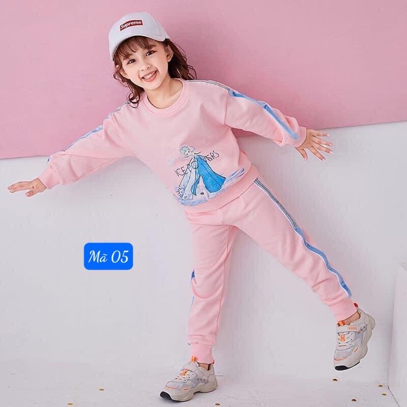 sẵn bộ thu đông dài tay bé gái hình Elsa siêu đẹp(size đại nha các mon)