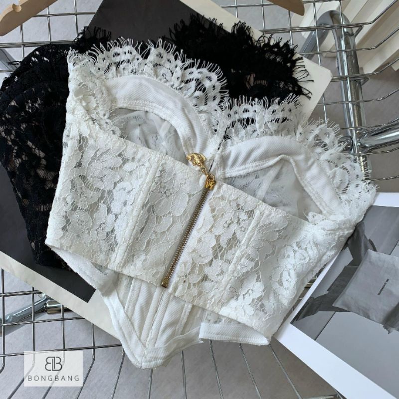 Áo ren croptop cúp ngực