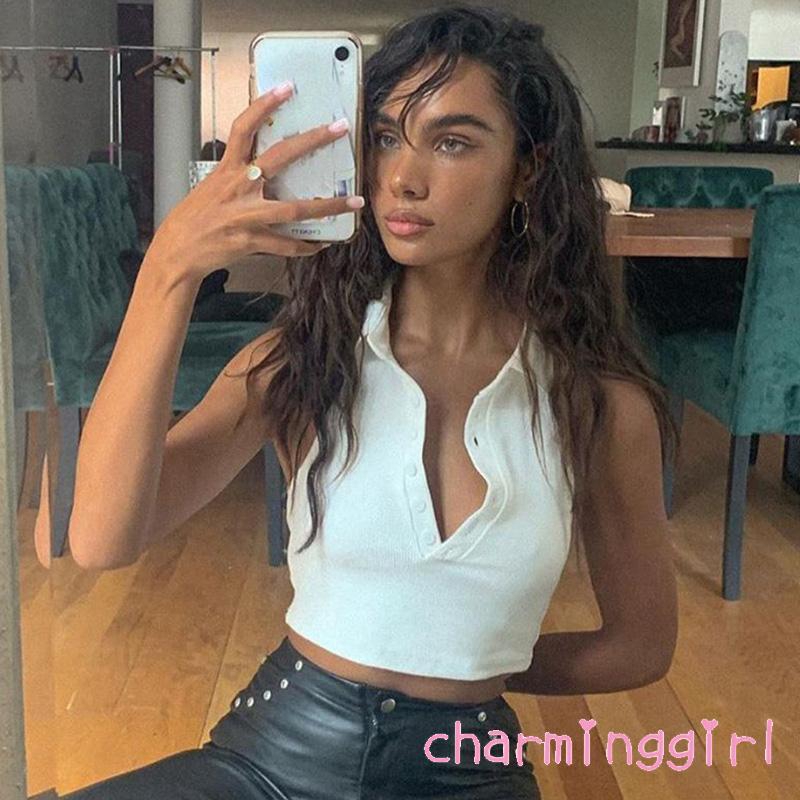 Áo Lửng Không Tay Cổ Tim Phong Cách Quyến Rũ Cho Nữ