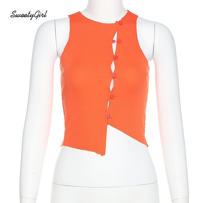 Áo tank top cổ tròn màu sắc đơn giản quyến rũ cho nữ