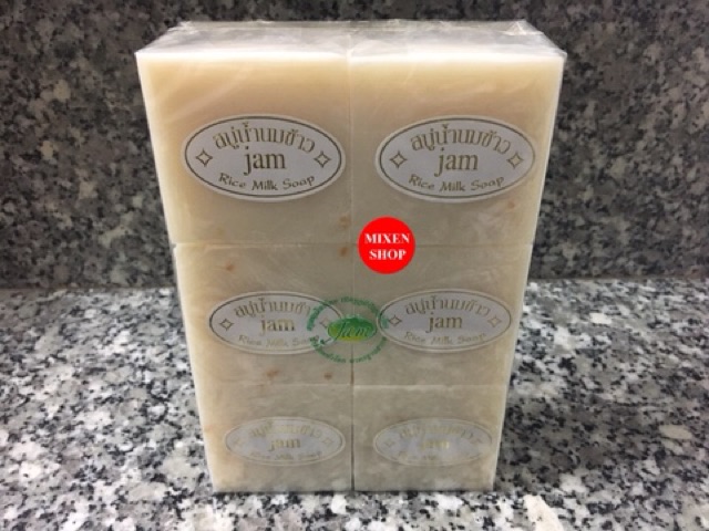 {Chính hãng - Ảnh thật} Xà phòng cám gạo thái lan Jam Rice Milk Soap - Full lốc 12 cục