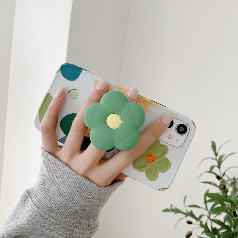 Ốp điện thoại silicon mềm có giá đỡ hình hoa 3D cho iPhone Samsung Xiaomi Huawei