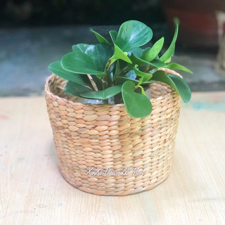 Giỏ trồng hoa hình tròn bằng lục bình/ Hyacinth planter round shape
