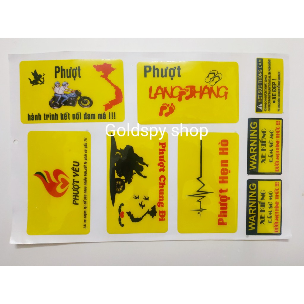 Tem Decal trang trí xe - Tem Decal Phượt - Tem cảnh Báo  ( giá 1 bộ )