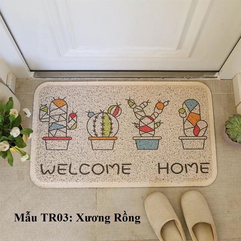 Thảm cửa chùi chân rối cỡ 45x75cm hoạ tiết đẹp chống trơn trượt