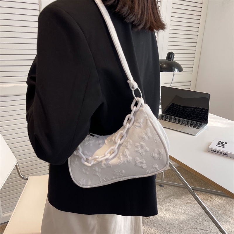Túi kẹp nách dây xích túi xách nữ đẹp hoa ren túi vải hàn quốc