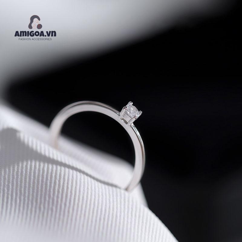 ✨✨ Nhẫn Hở Mạ Bạc 925 Đính Kim Cương Nhỏ Đơn Giản Sang Trọng Cho Cầu Hôn Cho Nữ