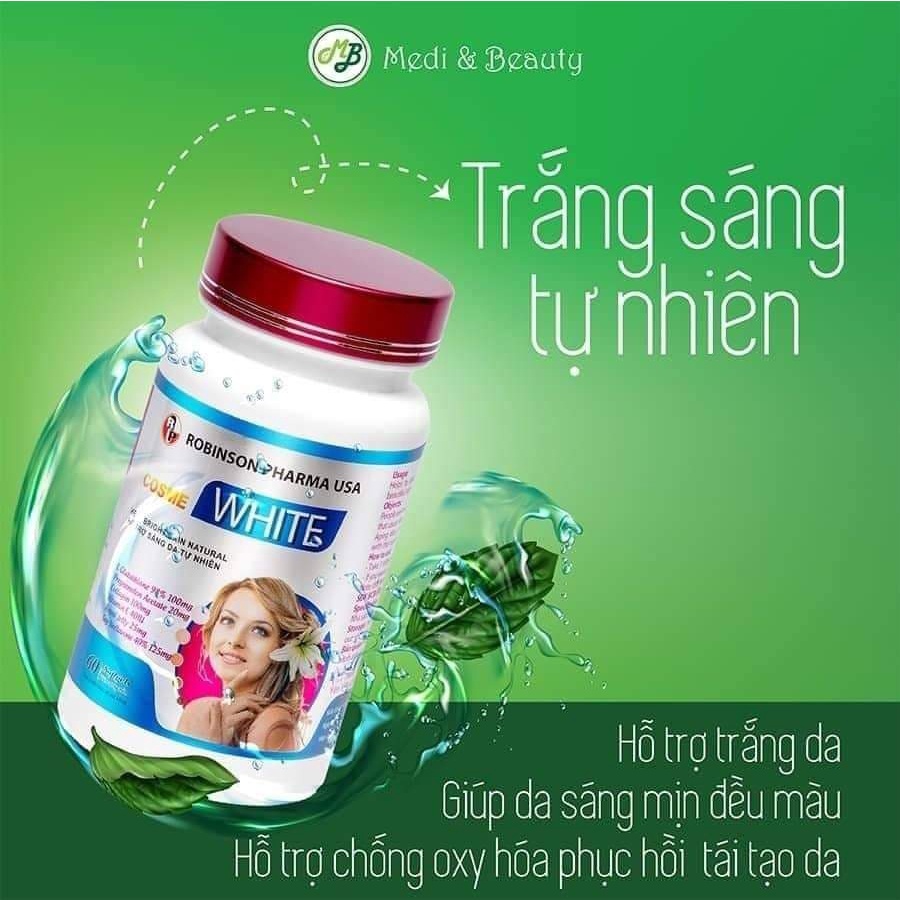 Viên uống trắng da, bổ sung Collagen, ngừa thâm, nám COSME WHITE chai 60 viên Medibeauty