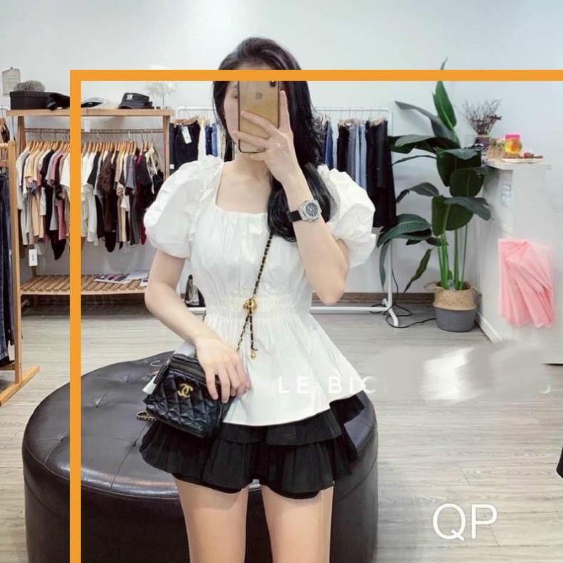 Áo peplum cổ vuông chun eo siêu đẹp