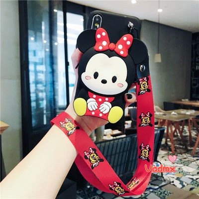 Ốp Điện Thoại Mềm Kèm Ví Hình Mickey Minnie Doraemon Stitch Dành Cho iPhone X XR XS Max 8 7 6 6s Plus
