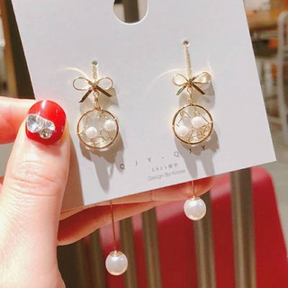 Bông tai thắt nút nơ và hạt châu MS229