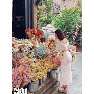 SET ÁO CROP PHỐI REN + CV ĐUÔI CÁ
