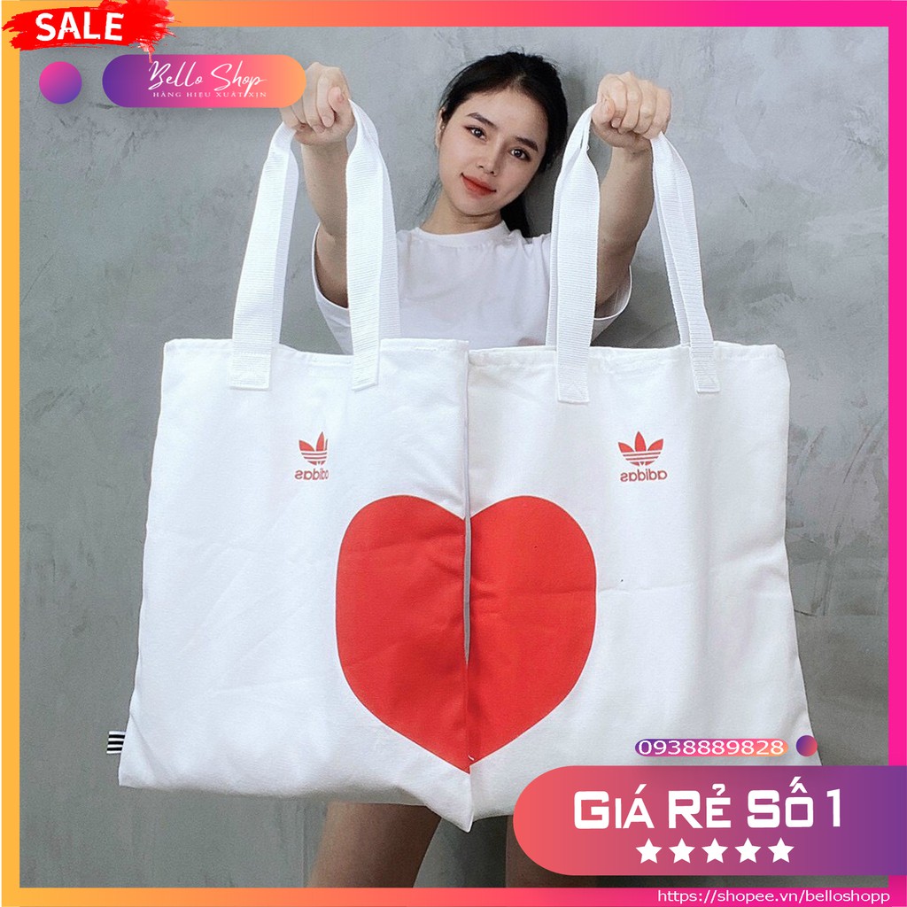 Túi Xách Đi Chợ Valentine Couple Shopper Bag White B180