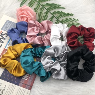 Dây Buộc Tóc Scrunchies Vải Bóng Nhiều Màu