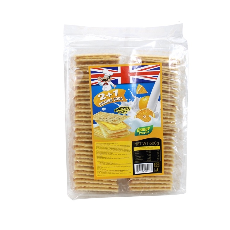 Bánh Quy Hong Kong Kẹp Kem Vị Cam 2+1 Orange Soda (Gói 600g)