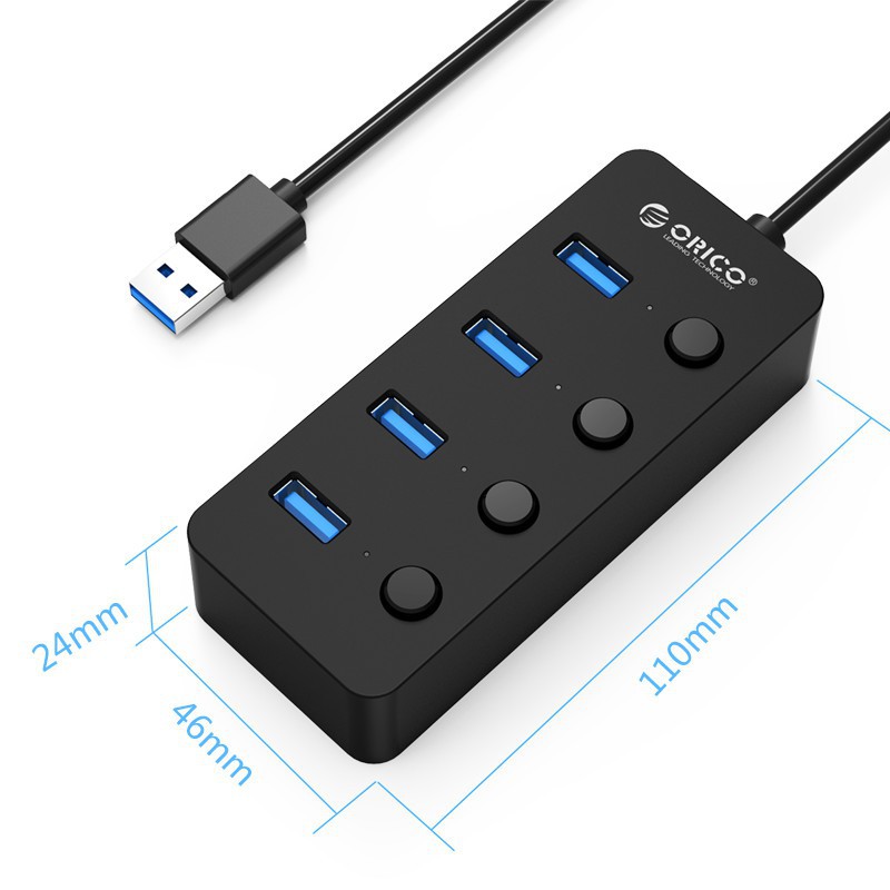 (SIÊU GIẢM GIÁ) Hub chia 4 cổng USB 3.0 có công tắc Orico W9PH4 -DC681