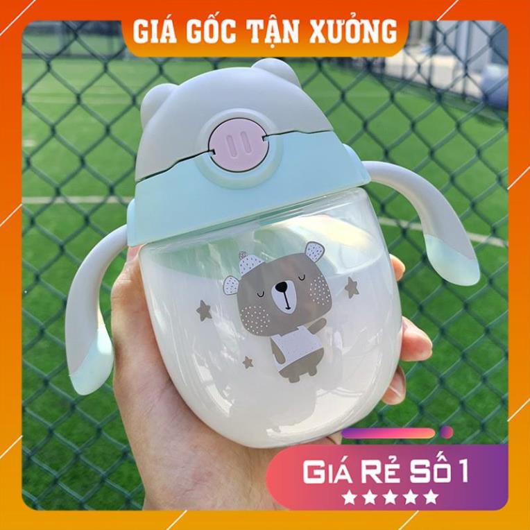 Bình Tập Uống Nước Cho Bé FREESHIP Bình Chống Sặc Cao Cấp Có Van 300ml Có Tay Cầm Dễ Thương