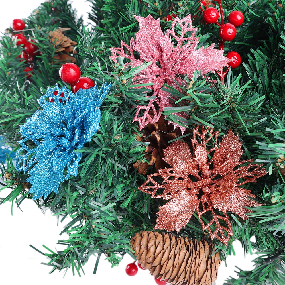 Set 5/ 10 bông hoa trạng nguyên lấp lánh nhân tạo dành cho trang trí cây thông noel dịp Giáng Sinh năm mới