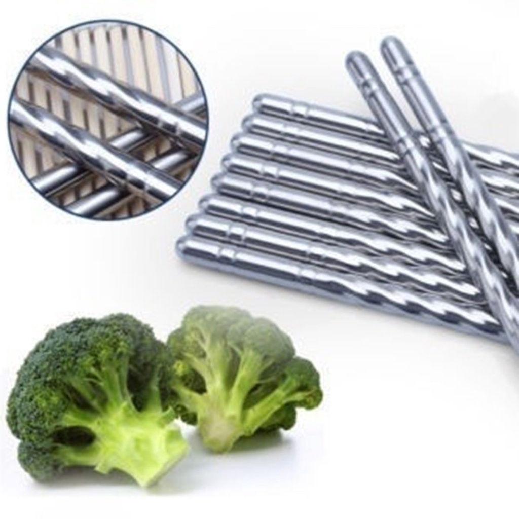 YIYU Đũa Ăn Bằng Thép Không Gỉ Chống Trượt An Toàn Cho Sức Khỏe Có Thể Tái Sử Dụng