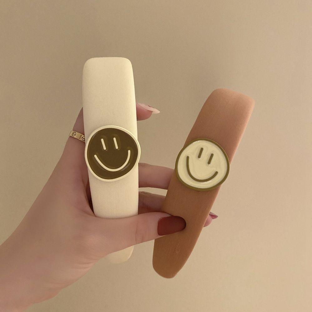 Băng Đô Cài Tóc Hình Mặt Cười Bằng Nhựa Resin Màu Ngà Phong Cách Retro Ngọt Ngào Cho Nữ