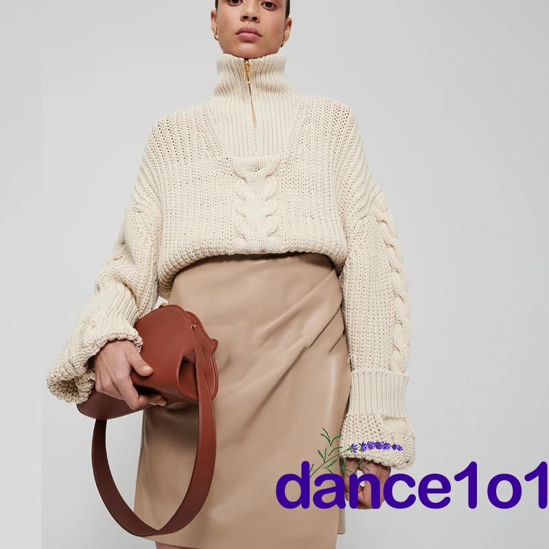 Áo Sweater Cổ Lọ Tay Dài Dáng Rộng Màu Sắc Trơn Thời Trang Cho Nữ