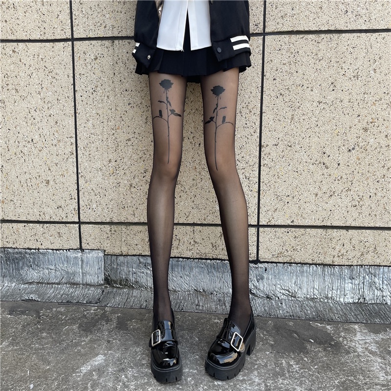 Fashion New Summer Tights Black Women JK Play Harajuku Gothic Lolita Pantyhose Pattern Tights Women
