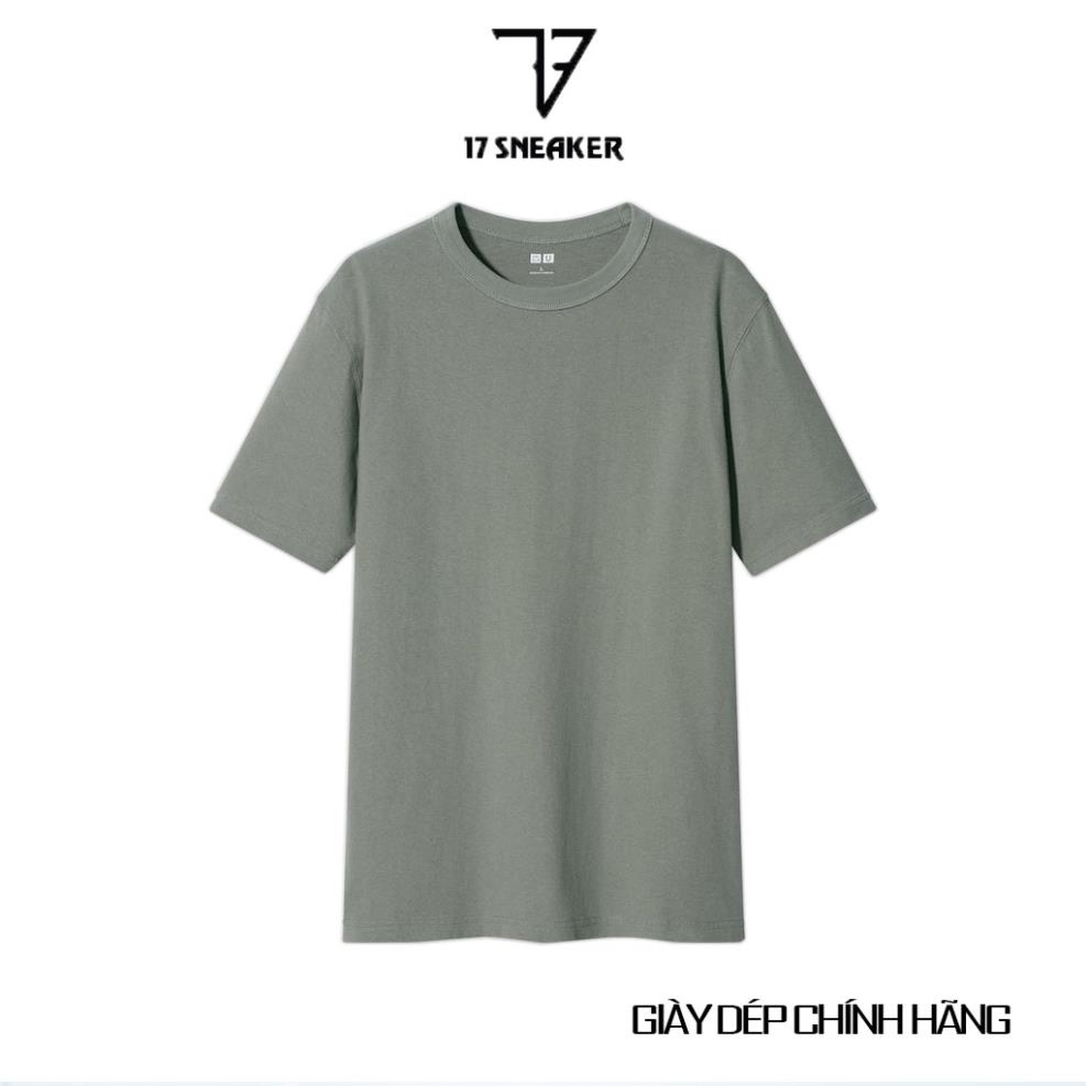 Áo thun | Áo phông Nam Uniqlo ngắn tay cổ tròn, màu xanh vải cotton thô size S M L XL !