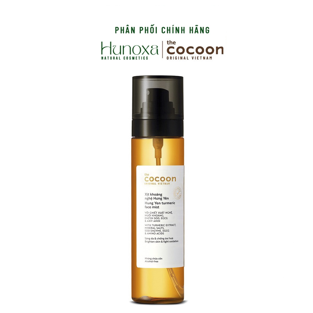 Xịt khoáng nghệ Hưng Yên Cocoon giúp sáng da, cấp ẩm & và ngăn ngừa oxy hóa 130ml - HUNOXA