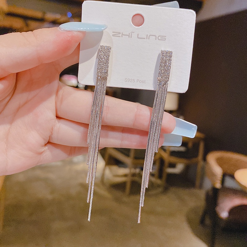 Bông Tai Dáng Dài Đính Pha Lê Thời Trang Hàn Quốc