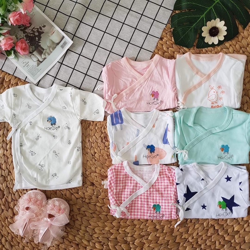 Áo Sơ Sinh Dài Tay/Ngắn Tay Hotga Cột Dây Cho Bé Vải Cotton Bozip Cao Cấp