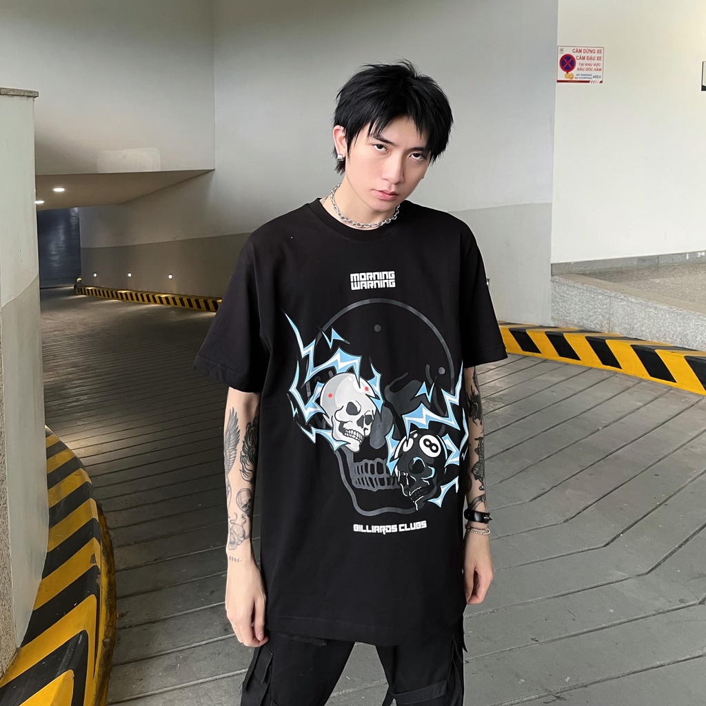 Áo thun Morning Warning Billiard Club - CLB Bida - Áo Thun Unisex Form Rộng Tay Lỡ Oversize Cotton 100% Local Brand