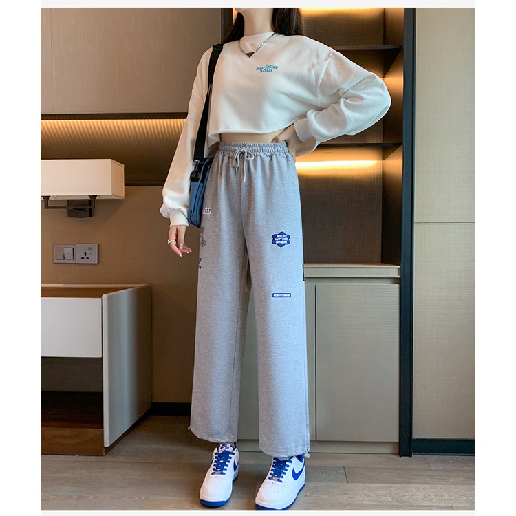 NRVP Quần Thể Thao Nữ Ống Rộng Phong Cách Thời Trang Đường Phố Hàn Quốc Mới