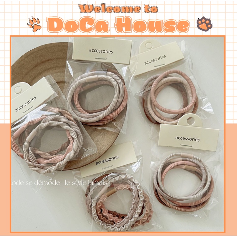 Dây Buộc Tóc Doca, Set 5 Dây Chun Buộc Tóc Co Dãn Thời Trang Hàn Quốc