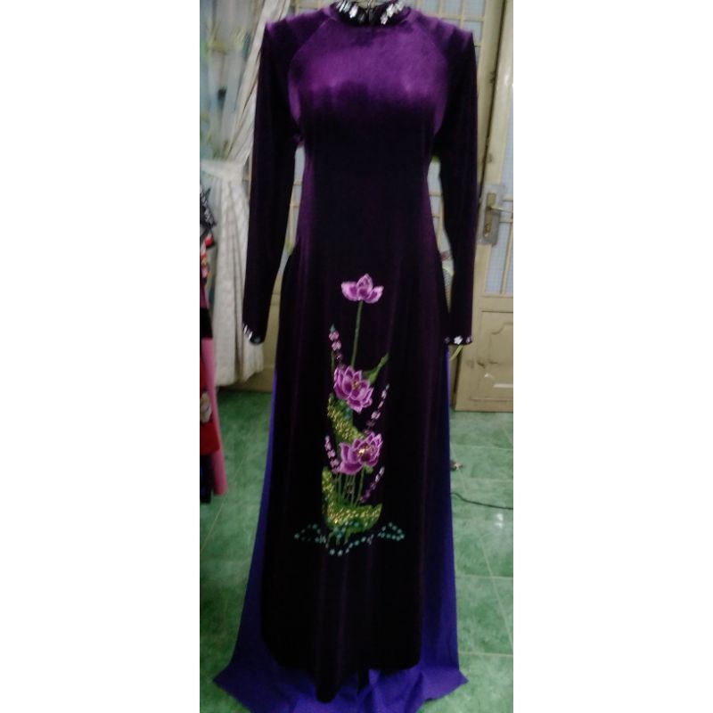 ĐẶT MAY ÁO DÀI NHUNG ĐÍNH ĐÁ PHALE