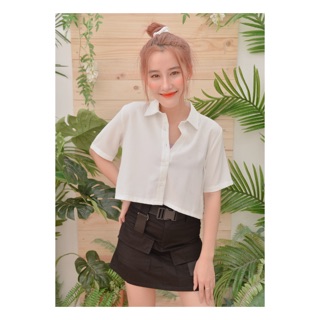 Áo Sơmi Croptop Nữ Tay Ngắn Màu Pastel Siêu Xinh - Áo Sơmi Lụa Cotton