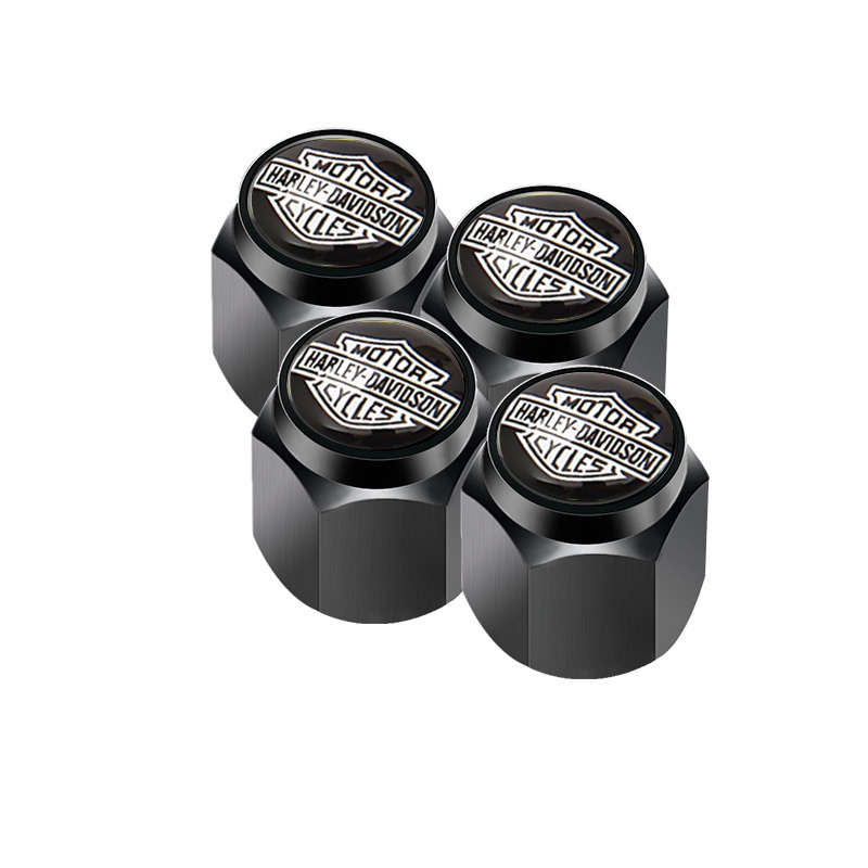 Set 4 Nắp Van Bánh Xe Bằng Kim Loại Cho Xe Harley Skull Fatob