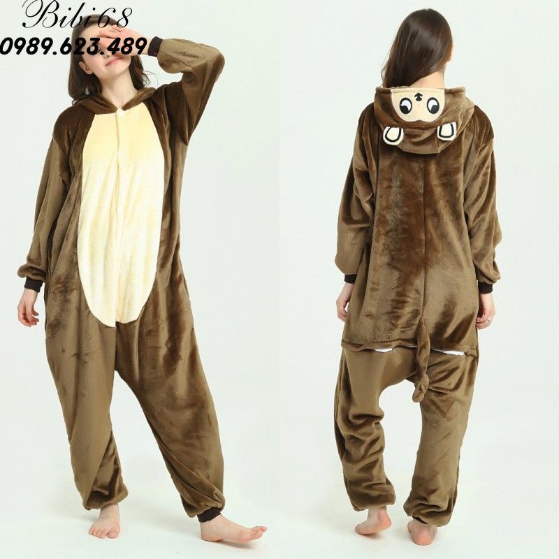 [mã BLUE5 giảm 5k] Bộ Đồ hình thú liền thân lông mịn Pijama dành Cho Người Lớn và Trẻ Em Hoạt Hình Cosplay