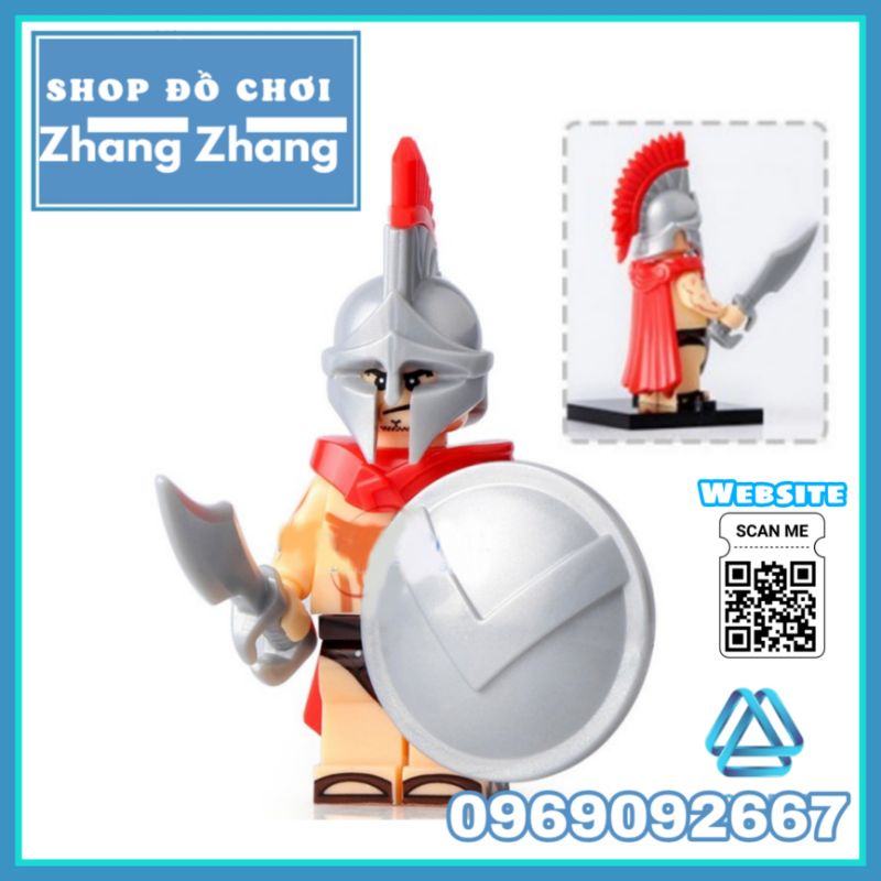 Đồ chơi Xếp hình Spartacus Gladiator Chiến binh bộ binh kiếm bạc Minifigures Xinh X0164 xh649