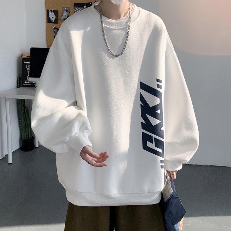 Áo sweater, áo nỉ bông họa tiết chữ GKKI form rộng phong cách Ulzzang
