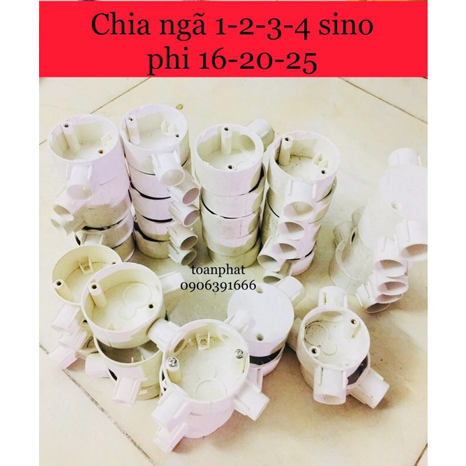 Ngã chia 1-2-3-4 ống điện phi 16-20-25 Sino