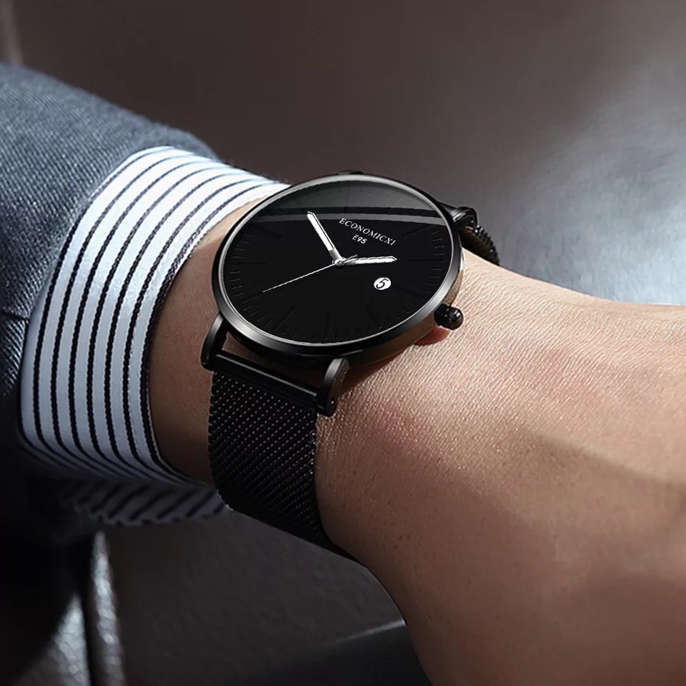 Đồng hồ nam cao cấp ECONOMICXI dây thép lưới đen chạy lịch ngày cao cấp - Dẳng cấp doanh nhận ECO89 | BigBuy360 - bigbuy360.vn