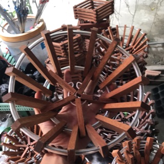 Chậu gỗ Căm xe trồng Lan phi 20, cao 12cm